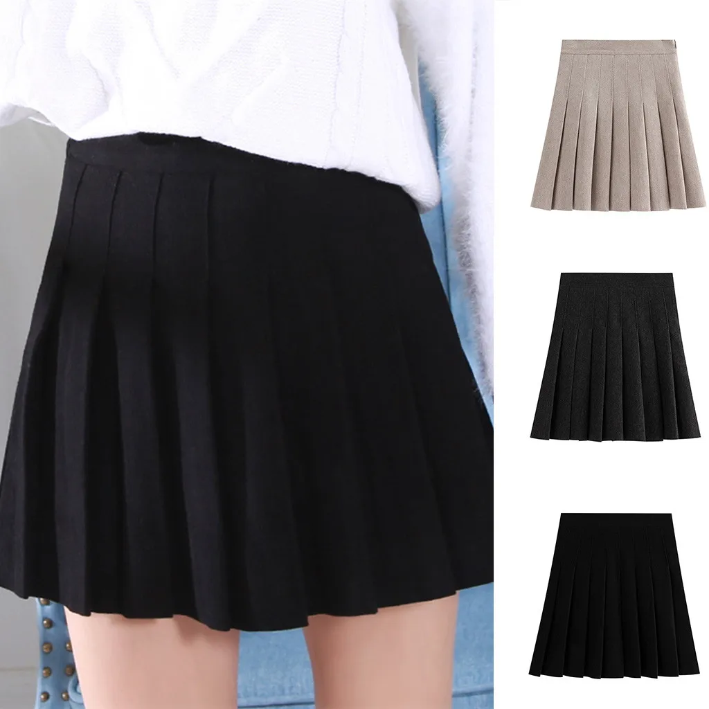 Черная плиссированная сатиновая юбка, летняя плиссированная мини-юбка с завышенной талией, Женская Модная приталенная Повседневная теннисная юбка, школьная юбка для отдыха# G7