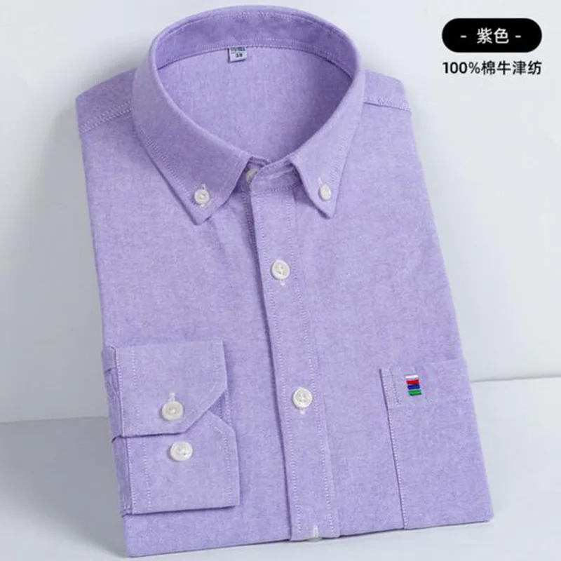 Яркие одноцветные мужские повседневные рубашки в японском стиле Camisa из чистого хлопка, высококачественные однобортные приталенные рубашки из ткани Оксфорд