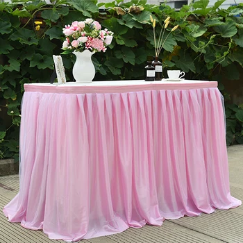 

150*100cm Tulle Table Skirt Wedding Bridesmaid Sister Tutu Costume Party Skirt For Rectangle Or Round Tables New