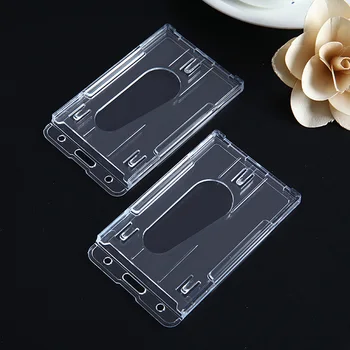 

Portable Card & ID Holders Useful Design Double Card Acrylic Plastic Badge Card Holder Card Case Business Case