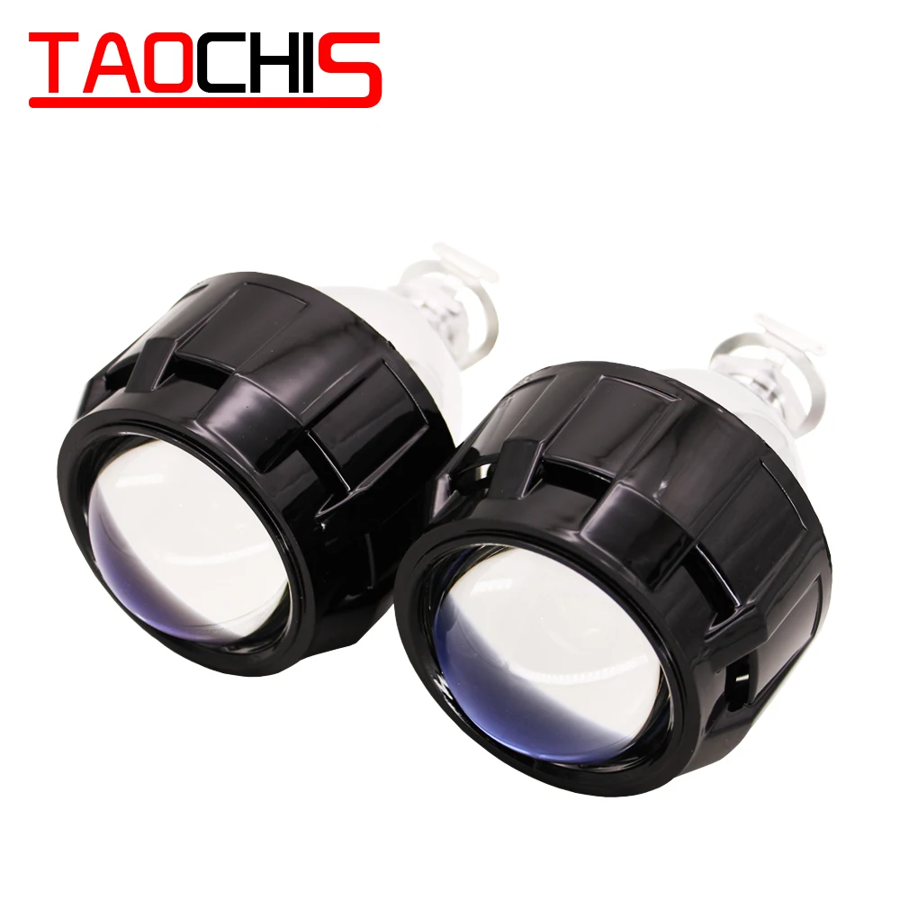 

TAOCHIS 2.5 MINI H1 Bi xenon projector lens Mask Cover Black color Chrome color WST lens with light bulbs fast bright ballast