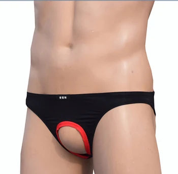 

Smooth Ice Silk Mens Soft Gay Open Crotch Erotic Briefs adult Breathable Underwear