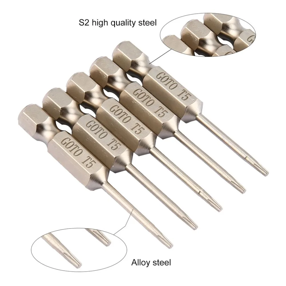 5 шт. отвертка Torx из легированной стали 50 мм длиной 2,0 магнитные бытовые инструменты для ремонта, отвертка, набор сверл
