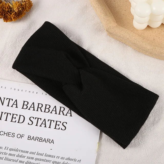Woolen Cross  Top Knot Elastic Hair Bands For Women Soft Solid Color Turban Headbands Women Girls Hair Accessories 2021 A