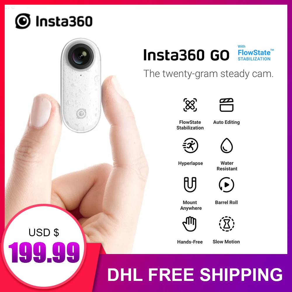 

Insta360 GO New Action Camera AI Auto Editing Hands-free Insta 360 Go Smallest Stabilized Camera APP Control For iPhone &Android