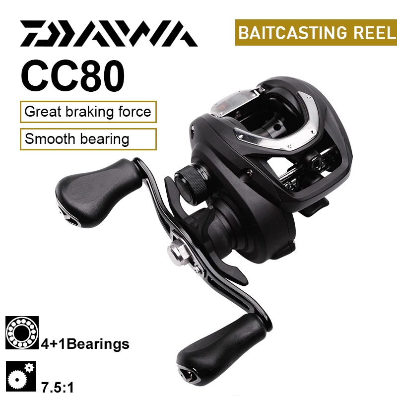 

Original DAIWA CC80 Baitcasting Fishing Reels CC80H/HL/HS/HSL 4+1BB Gear Ratio 7.5:1 Max Drag 7kg Reel Fishing Wheel Metal Spool