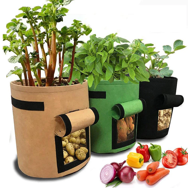 

10 Gallon Fabric Plant Grow Bag Potato Growing Bags With Visualized Window, Large Vegetables Planters Pots Plants Container