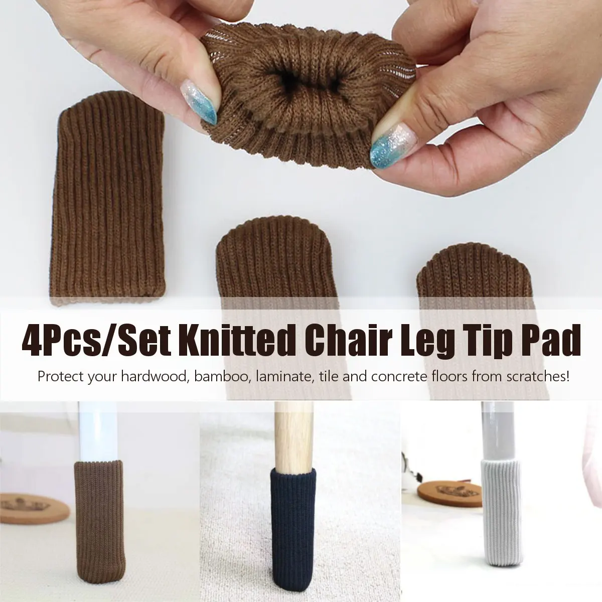 

4PCS Chair Leg Tip Pad Cover Furniture Elastic Non-Slip Sock Floor Protector Table Chair Feet Furniture Accessories 3 Colors