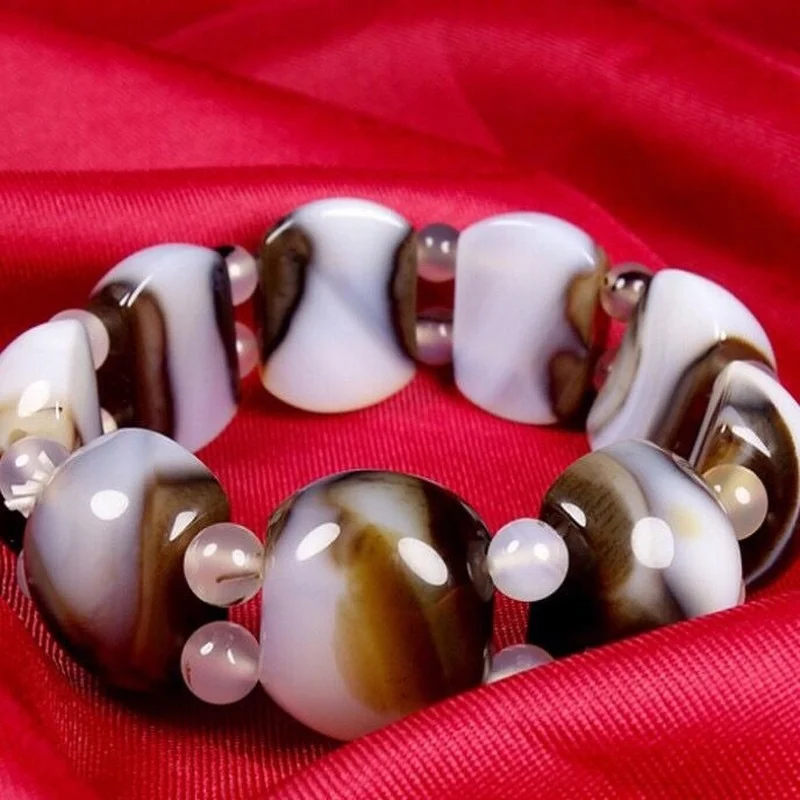 

Agate Semi-round Bead Hand Row Men and Women Modern Minimalist Bracelets All-match Jewelry