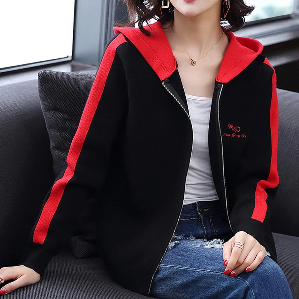 KANCOOLD coats Fashion Women Cardigan Coat Letter Printing Hooded Long Sleeve Blouse Sport new coats and jackets women 2019Oct10