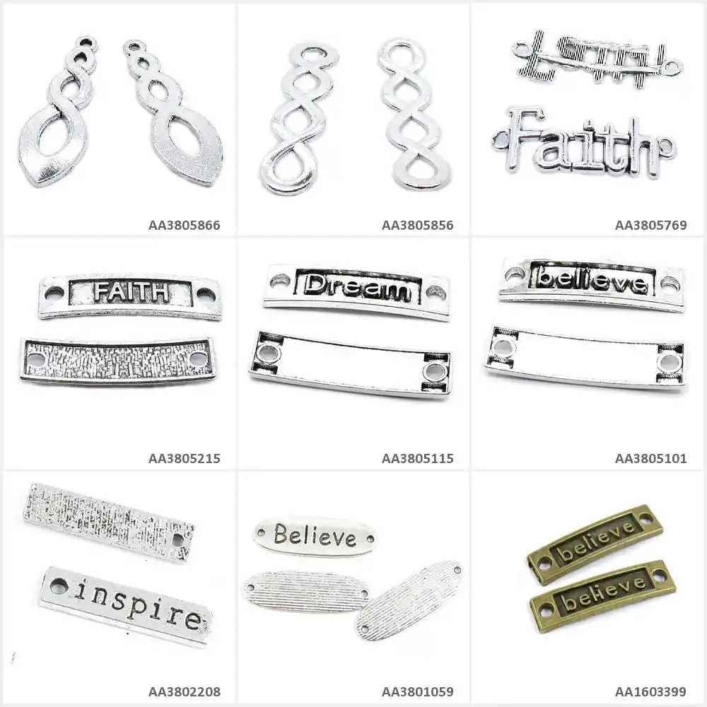 Prata bronze antigo chapeado jóias fazendo encantos acreditar conector tag inspirar sinais fé sonho infinito artesanato