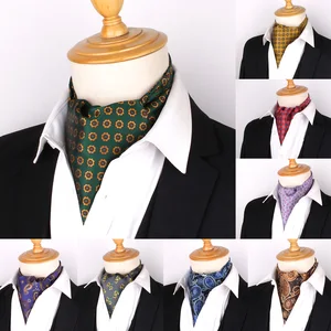Jacquard Floral Paisley para hombre, corbata de anacardo Formal para boda, ascozo, Scrunch, caballero británico, corbata de cuello suave de poliéster de lujo