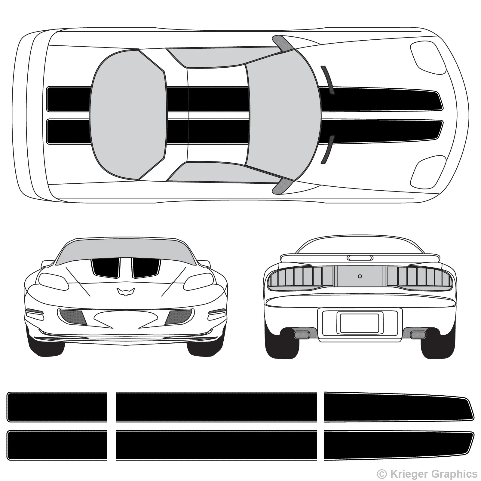 За 1 единицу товара Pontiac Firebird& Trans Am EZ ралли Полосы Виниловые наклейки с рисунком автомобиля для укладки волос