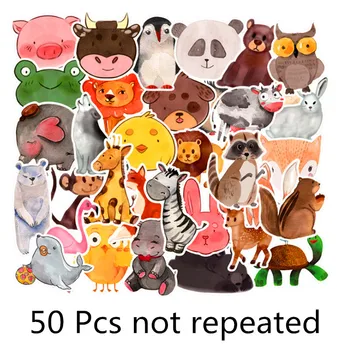 

50Pcs/set Cute Ink Cartoon Animal Stickers For Skateboard Luggage Fridge Laptop Phone Bicycle Guitar Waterproof Decal Kids Toy
