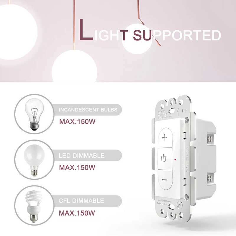 FrankEver WiFi Smart Light Dimmer Wall Switch Tuya APP Compatible with Alexa Google Home for Voice Control