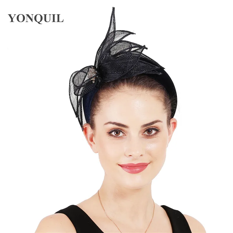 Женские Темно-синие аксессуары для волос шоу гонки millinery свадебные головные уборы для женщин Свадебная вечеринка очаровательные повязки элегантная Новая мода