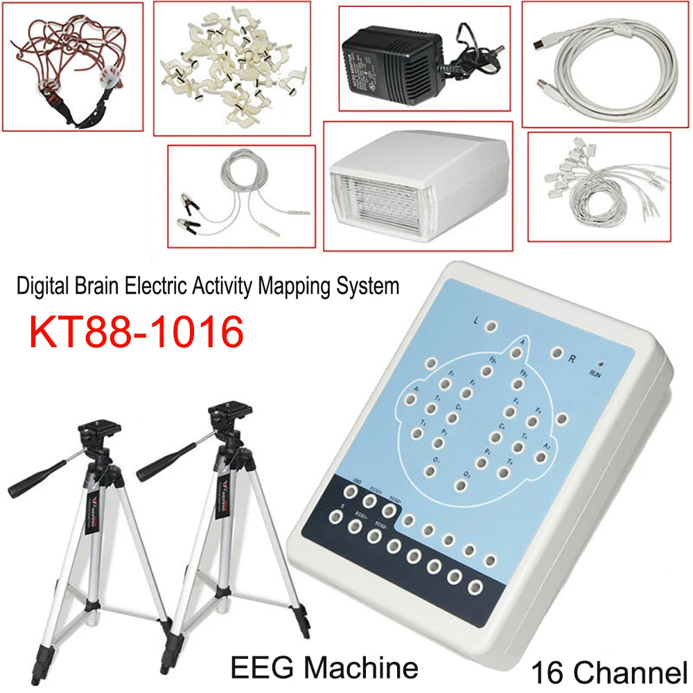 KT88-1016 Digital Brain Electric Activity Mapping System 16 Channel EEG Machine Electroencefalogram USB Software | Красота и здоровье