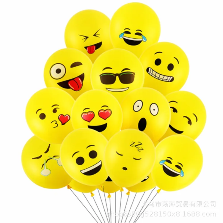 12-Inch QQ Expression Three-Color Smiley Expression Balloon Cartoon Pattern CHILDREN'S DAY Children's Day Creative Decoration We