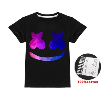 

Modis dj Kids t shirts hoodie clothes Child Black New summer top Short Sleeve T-shirt for Girls Boys 100%cotton