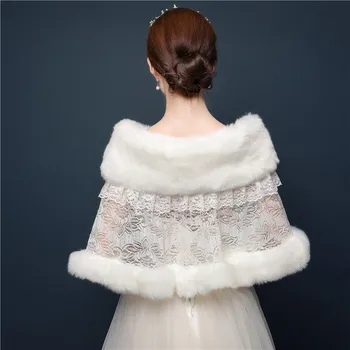 

1PCS Bride Wedding Dress Shawl White Shawl Winter Bride Thickened Lace Drill Shawl