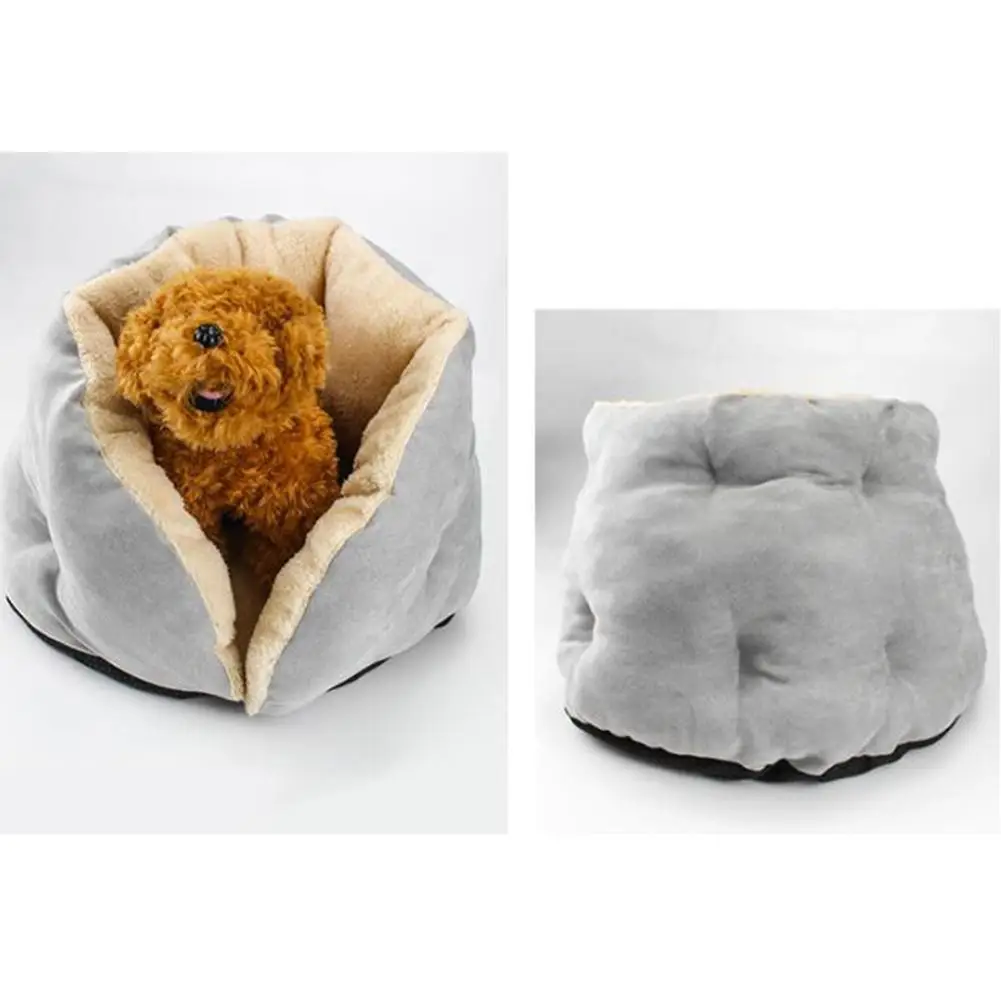 Теплый спальный мешок для питомца кошек, плюшевая маленькая собака, щенок, гнездо для домашних животных, диван для кошек, собак, зимняя кровать