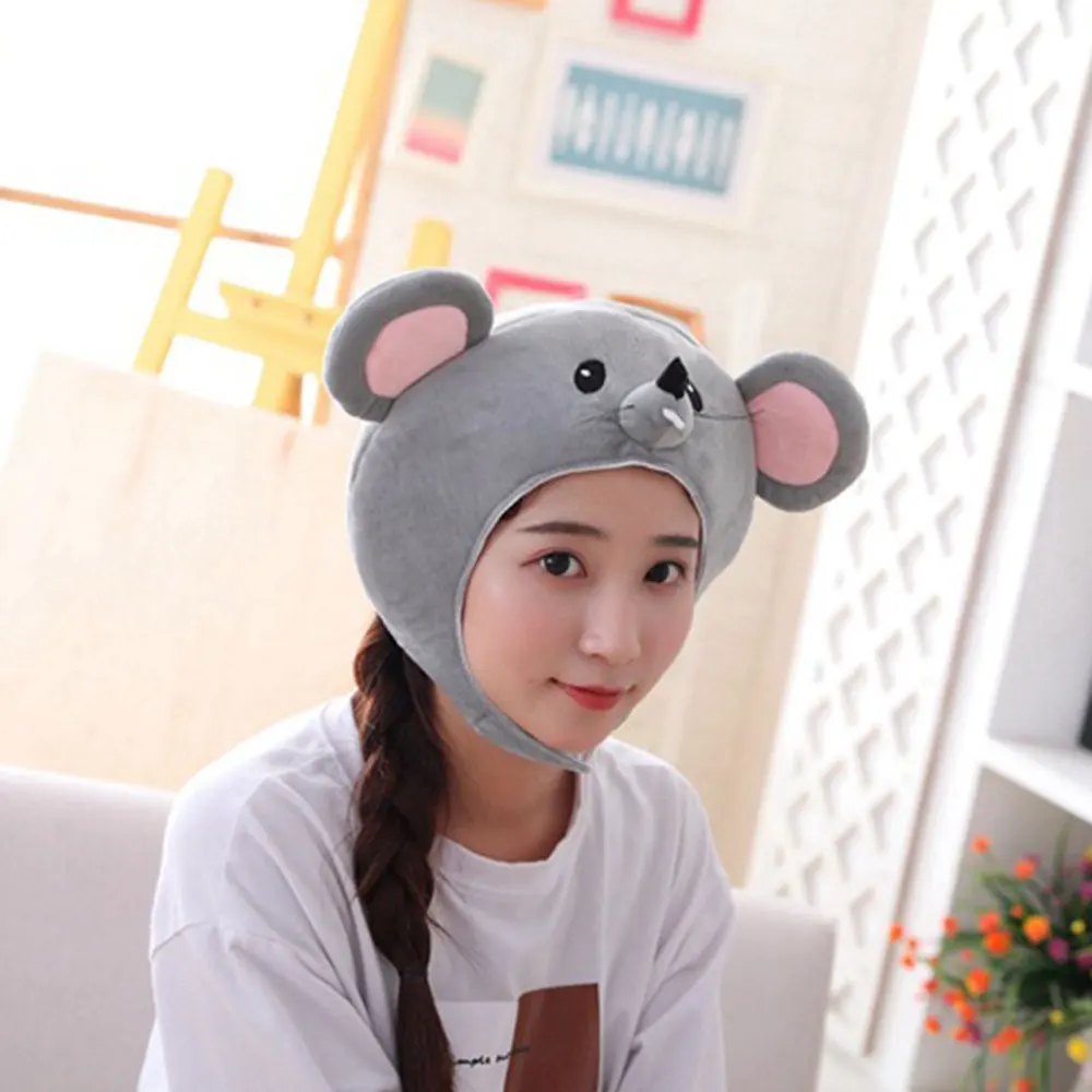 New Cartoon Plush Faux Fur Animal Rat Hat Cute Cap Soft Warm Winter Head Wear Fun 5