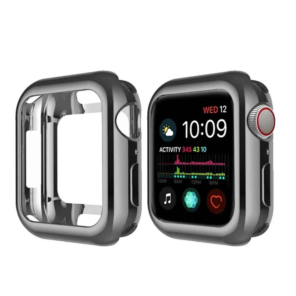 Тонкий мягкий чехол из ТПУ для Apple Watch Series 1 2 3 38 мм 42 мм покрытие Защитная крышка для iwatch Series 4 40 мм 44 мм - Цвет: Gun color