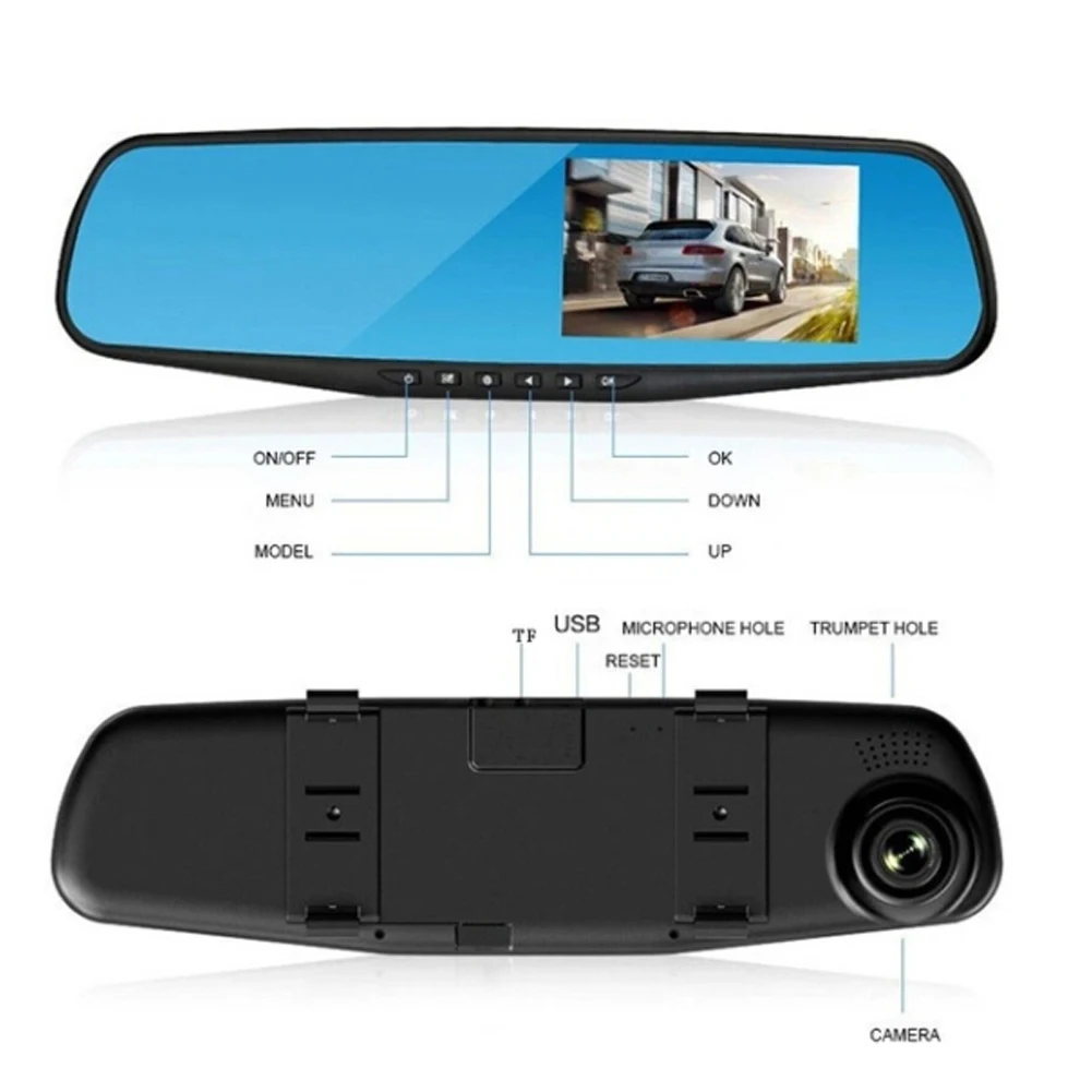 HD 1080P Автомобильный видеорегистратор Камера авто 4 3 дюймов зеркало заднего вида