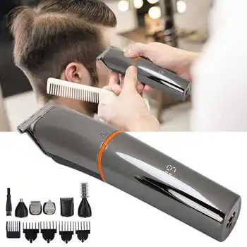 

6-In-1 Rechargable Electric Hair Clipper Trimmer Multi-Functional USB Charging Washable Hair Clipper for Home Barber Hair Salon
