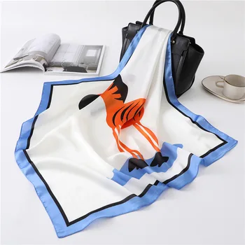 

Fashion 2020 Luxury Brand Silk Scarf Square Women Shawls And Wraps Print Small Hijab Neck Hijabs Foulard Bandana Scarves Poncho