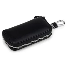 Органайзер для ключей из натуральной кожи мужские кошельки для ключей короткая квадратная воловья кожа ID Держатель карты молния многофункциональная ключница для автомобиля