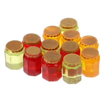 

3pcs Mini Simulation Jam Bottle Honey Pot 1/12 Dollhouse Miniature Home Decorations Accessories Doll House Miniature Toys