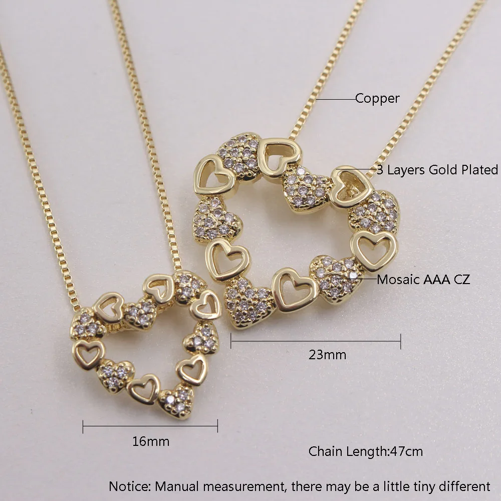 MHS.SUN women luxury zircon necklace with love heart pendant charms chain necklace AAA CZ crystal jewelry for female party gift