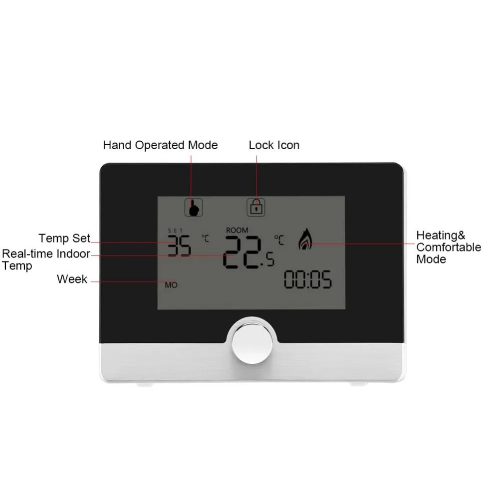 Кнопка фиксатора газовый котел нагревательный термостат комнатный температура сенсорный экран датчика умный программируемый термостат
