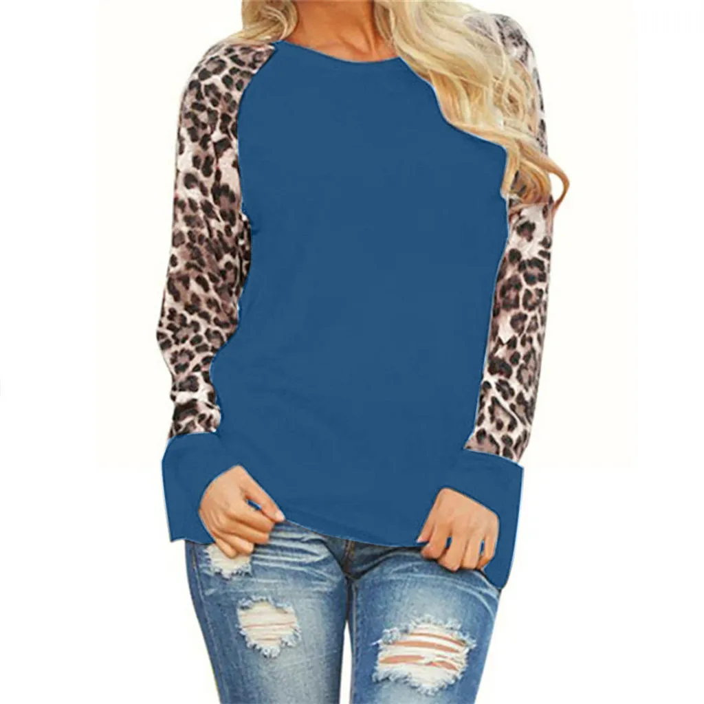 Леопардовая вышитая рубашка Женская Осенняя модная Толстовка с длинным рукавом