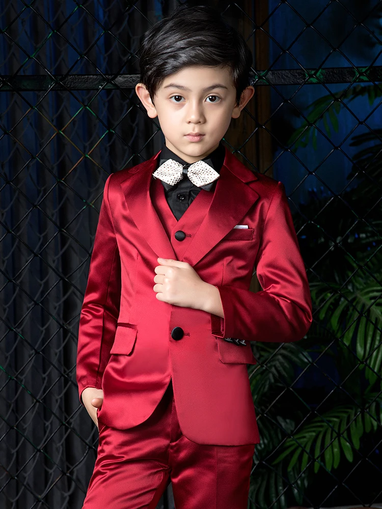 YuanLu костюмы для мальчиков для свадебной вечеринки, детские костюмы детское платье с блейзером детская одежда официальные костюмы для маленьких мальчиков красного цвета(от 2 до 14 лет