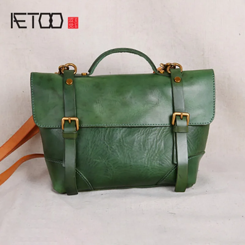 

AETOO Pure handmade leather women's bag, mini bag, head leather shoulder bag, vintage literary slant bag
