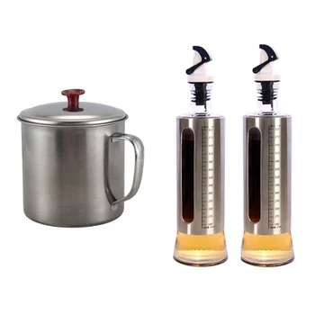 

Stainless Steel Lid 4 Inch Dia Capacity Water Cup Drink Mug with Olive Oil Bottle