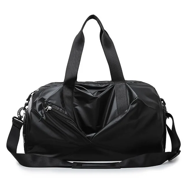 Глянцевая сумка для коврика для йоги, сумка для фитнеса, женская сумка-тоут, дорожная сумка для тренировок на короткие расстояния, Большая вместительная легкая складная сумка - Цвет: black