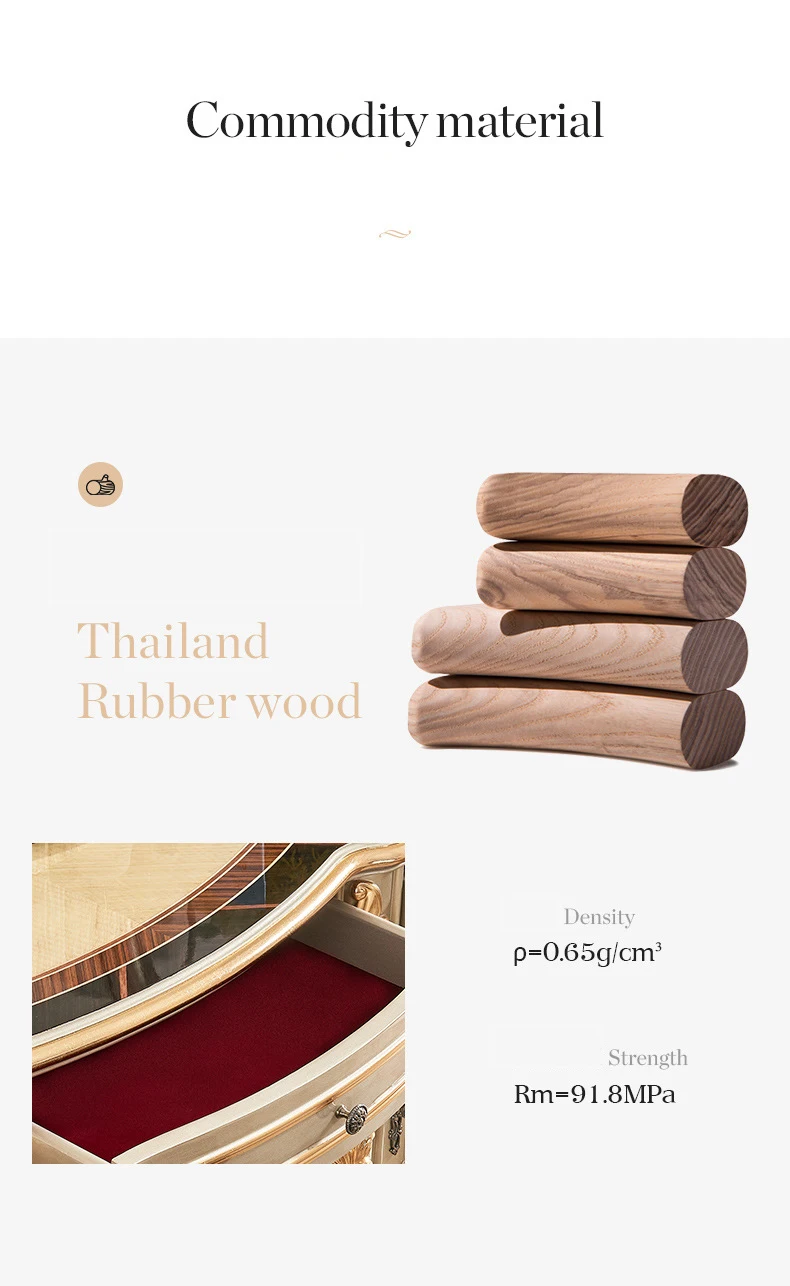 Description Picture 4 of itemEuropean Malaysia Furniture Luxury Princess Carved Flower Color Solid Wood Bedroom Toilet Dresser Table With Dresser Stool