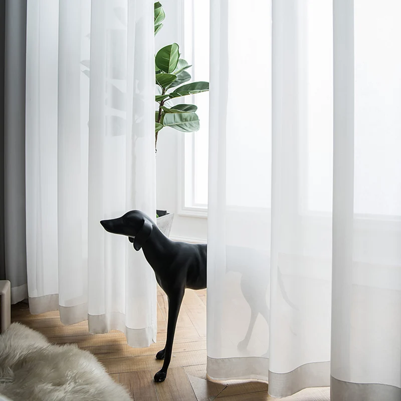 Sheer curtains Custom Size Luxurious Chiffon White Tulle for Living Room Bedroom Windows Voiles Curtain Decoration Drapes