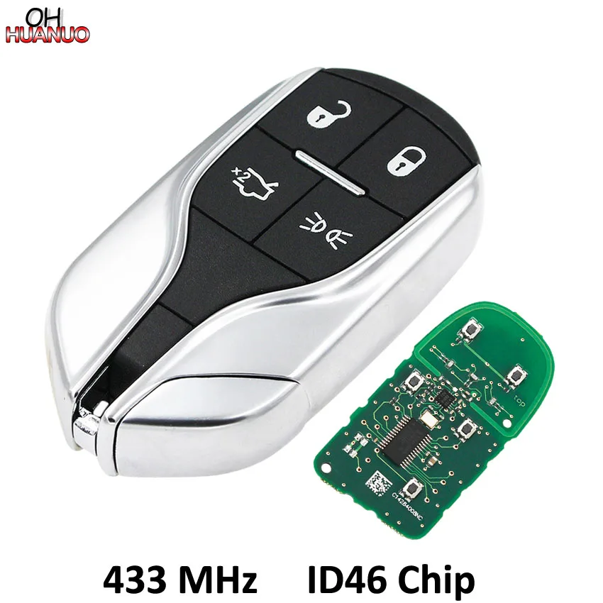 

4 Buttons Smart Card Remote Key Fob for Maserati President Ghibli Levant 433MHZ with ID46 Chip