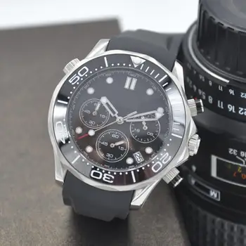 

41mm black/blue dial sterile Ceramic bezel Sapphire glass date Luminous Quartz Chronograph Mens Watch
