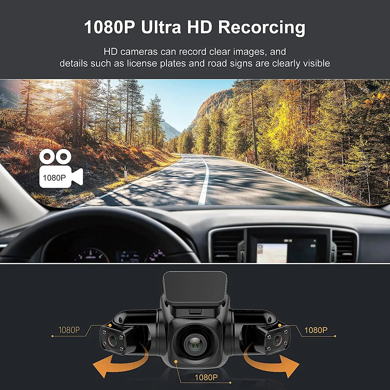 4 CH 360 Dash Cam FHD 4*1080P Video Recorder WiFi/GPS 8 Infrared Night Vision 24 Hours Parking Monitoring Vehicle DVR Max 256GB