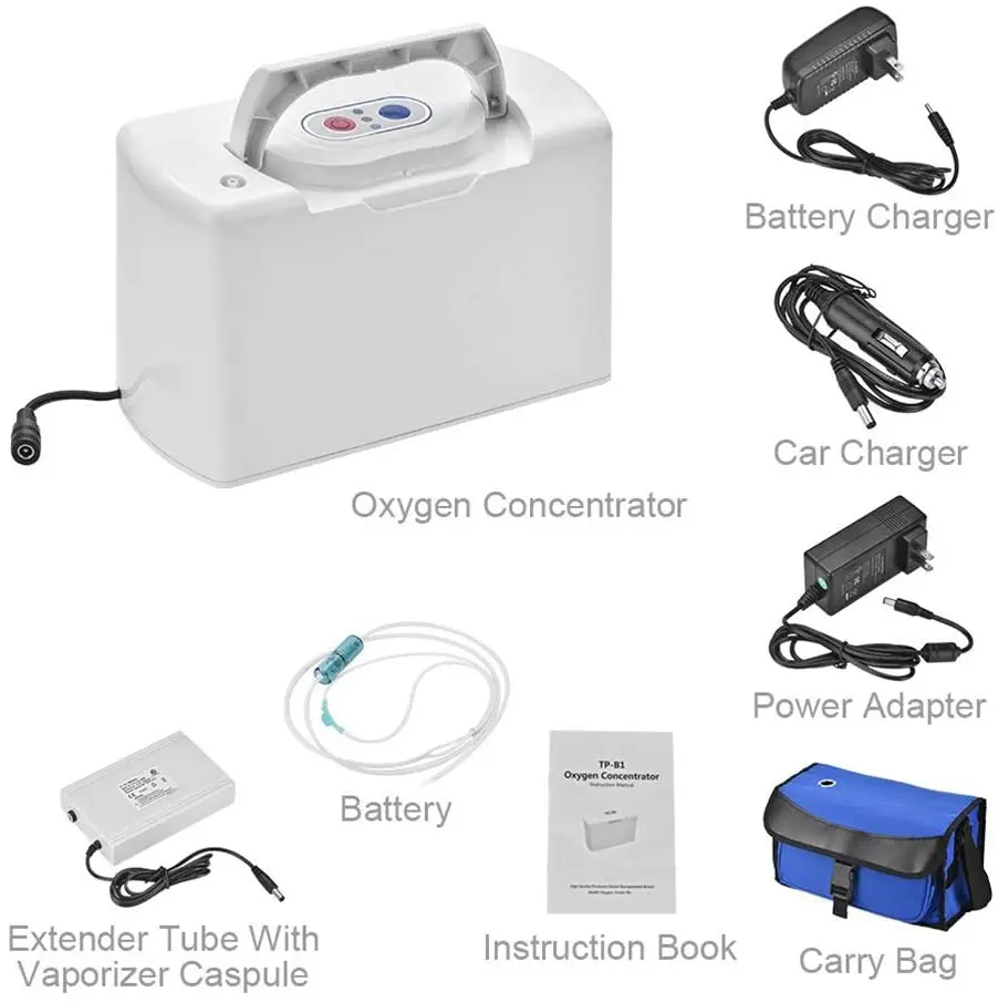 Portable Oxygen Concentrator Machine Battery Oxygen Generator Bag Rechargeable Battery Car Charger