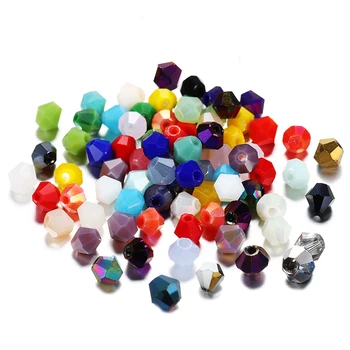 

200pcs/lot 4*4mm Bicone Shape Crystal Glass Bead Loose Spacer Bead For DIY Jewelry Making Bracelet Necklace Accessories Supplies