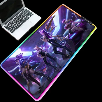 

Yuzuoan RGB League of Legends KDA Women's Team Printed Rubber Large Size Non-slip Table Mat Game Keyboard Pad
