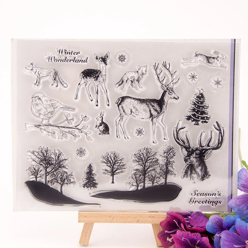 

2PCS Diy pda Scrapbook Clipbook Finished Product Chapter Stamp Transparent Stamp T1190 Forest Animal