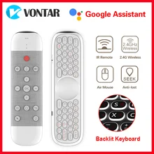W2 – télécommande vocale Air Mouse 2.4GHz, clavier sans fil, Microphone d'apprentissage IR, Gyroscope pour Android TV Box H96 MAX X96 Max