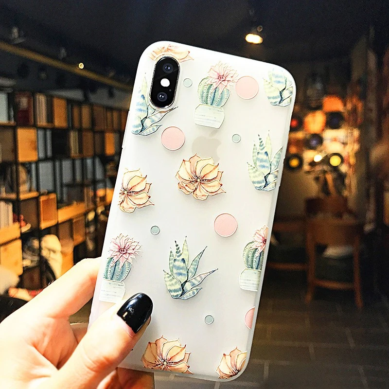X-13 Противоударный Матовый ТПУ чехол для телефона для iPhone 11 Pro XS Max XR X 8 7 6 6s Plus 3D рельефный розовый лист Магнолия цветок мягкая задняя крышка - Цвет: X-13